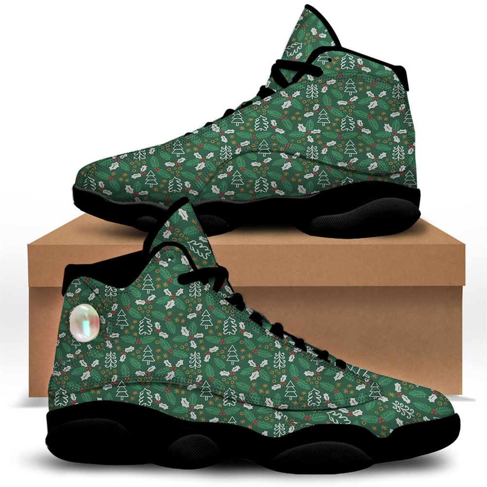 Christmas Basketball Shoes, Ivy Leaf Christmas Print Pattern Jd13 Shoes For Men Women, Christmas Fashion Shoes