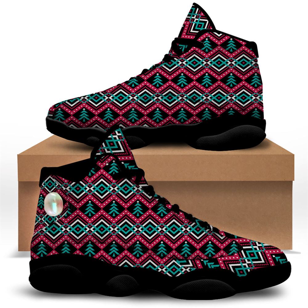 Christmas Basketball Shoes, Merry Christmas Zigzag Print Pattern Jd13 Shoes For Men Women, Christmas Fashion Shoes