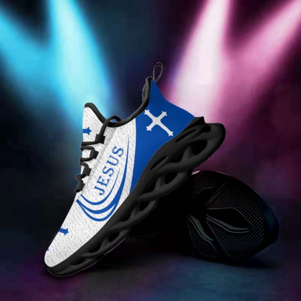 Christian Best Running Shoes, Jesus Running Sneakers Christ Blue Max Soul Shoes For Men And Women, Jesus Fashion Shoes