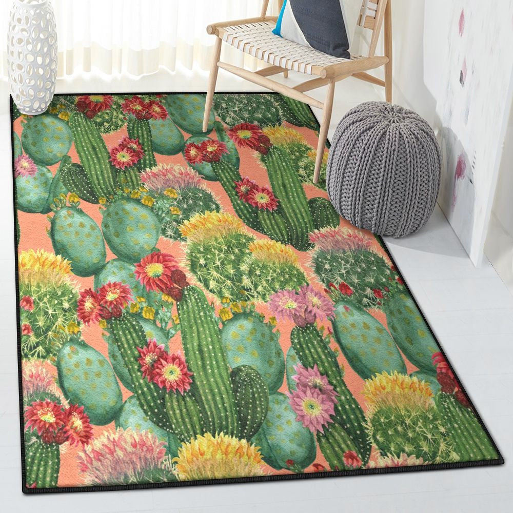 Desert Plant Cactus Rug Rectangle Rugs Washable Area Rug Non-Slip Carpet For Living Room Bedroom