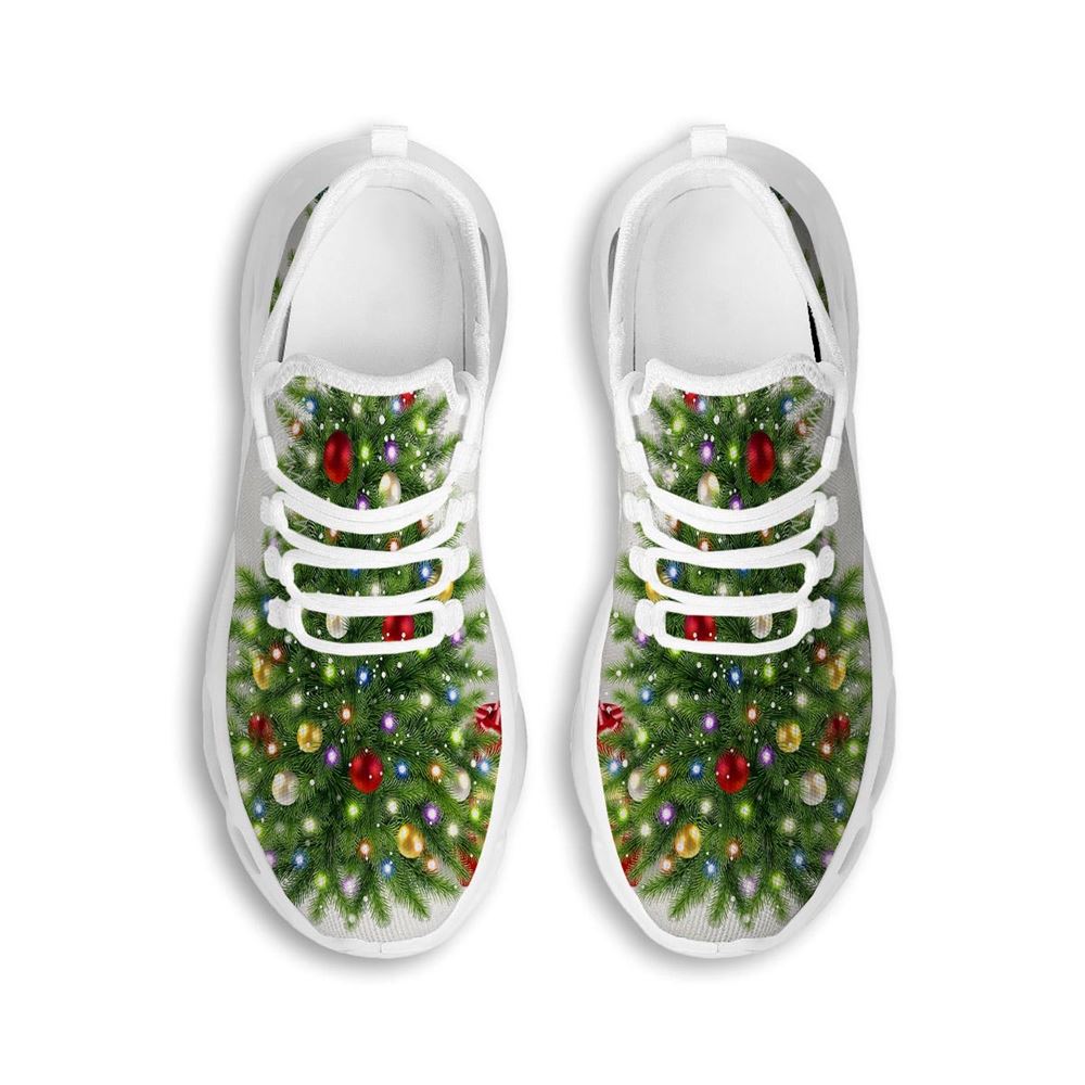 Snow And Christmas Tree Print White Max Soul Shoes For Men Women, Best Running Sneaker, Christmas Shoes, Winter Fashion Shoes