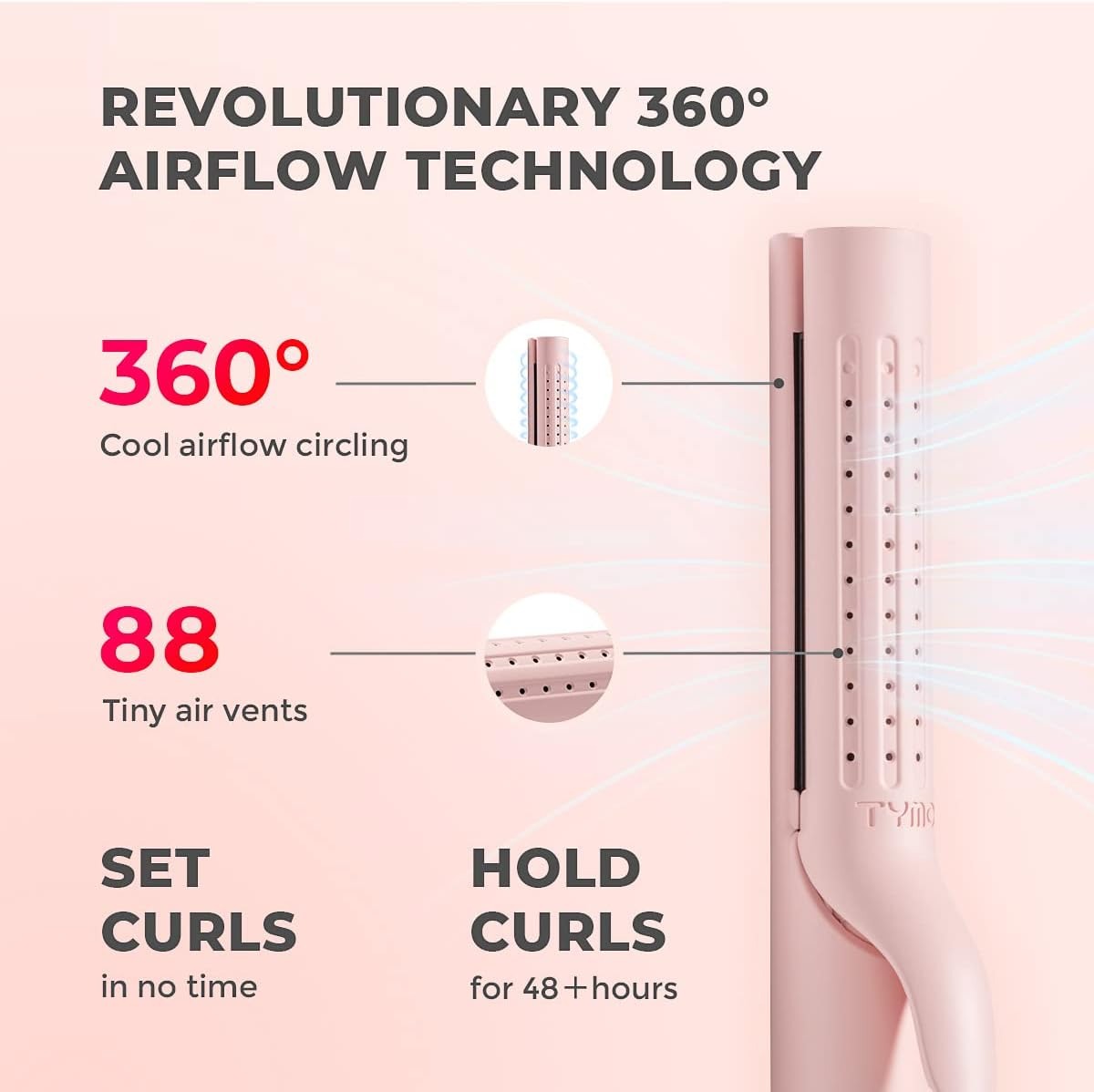 Ceramic Flat Iron Hair Straightener and Curler 2 in 1, Professional Curing Wand with 360° Ionic Cool Air, 5 Adjustable Temps & Dual Voltage for Long Short Hair