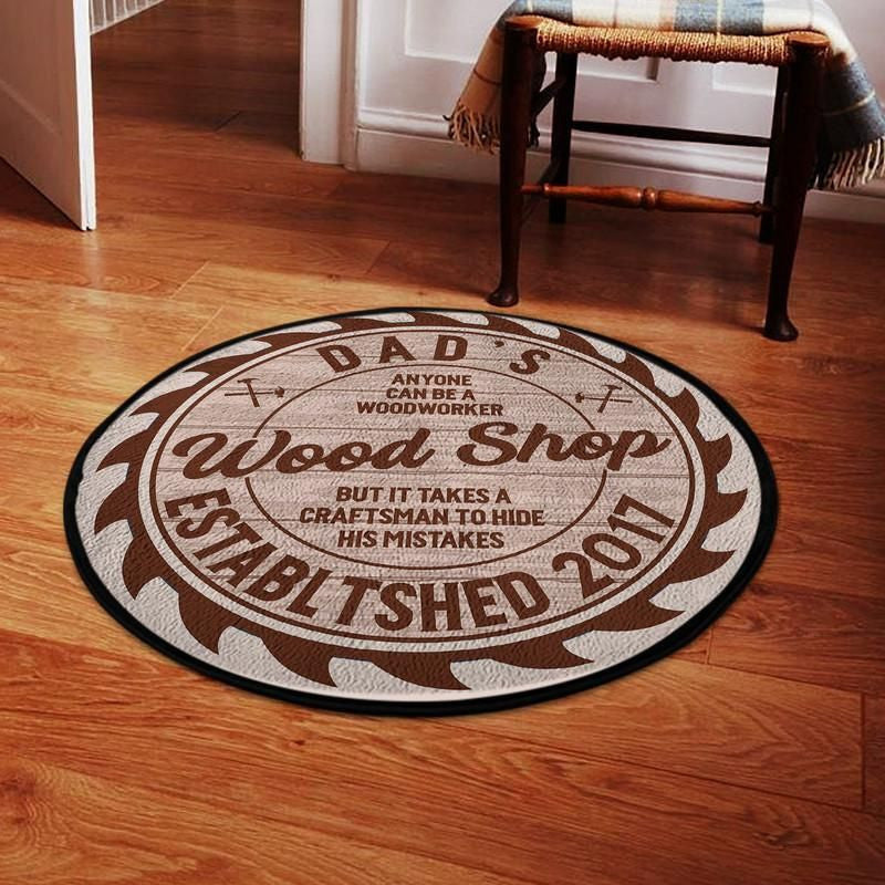 Personalized Woodshop Living Room Round Mat Circle Rug