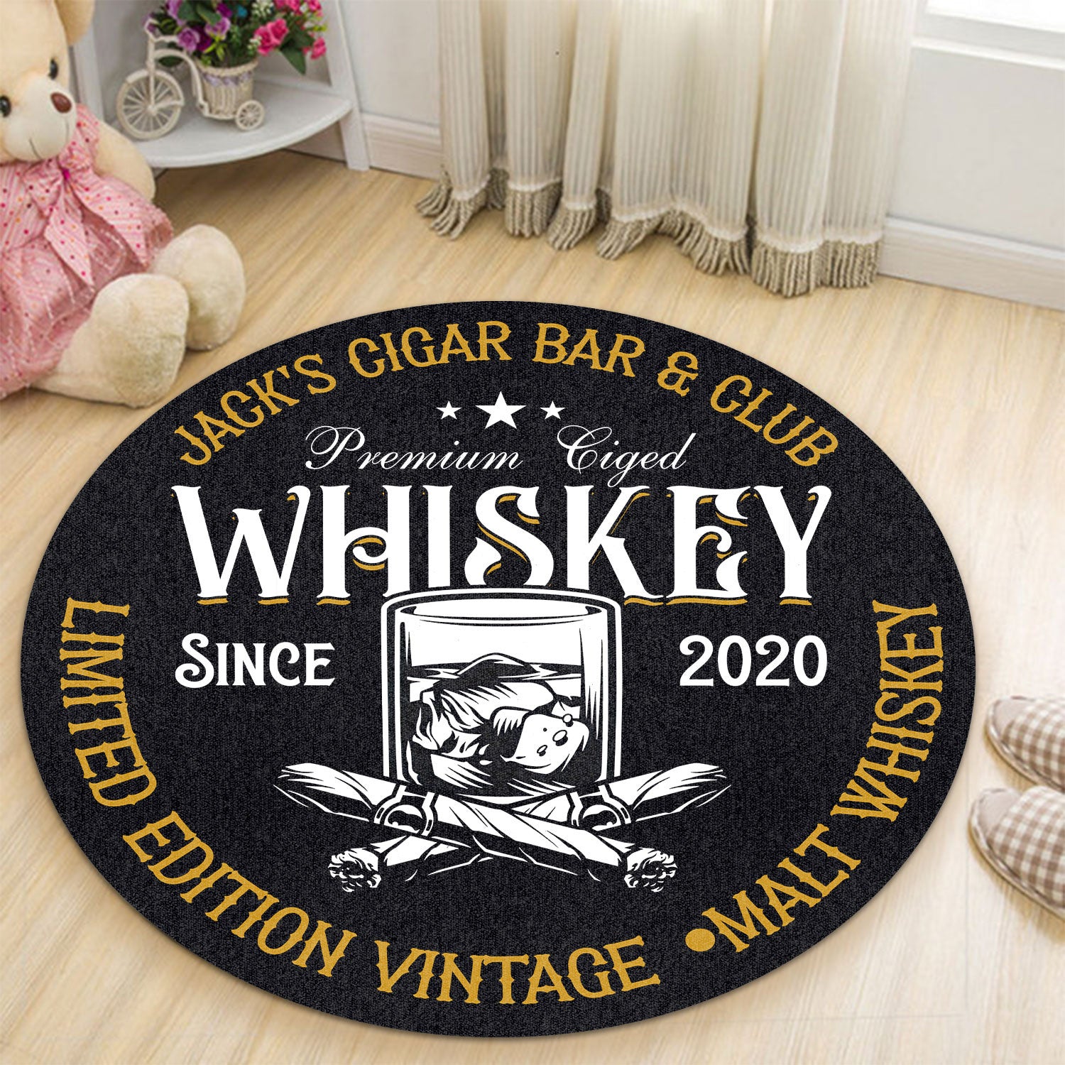 Personalized Whiskey Round Mat Round Floor Mat Room Rugs Carpet Outdoor Rug Washable Rugs