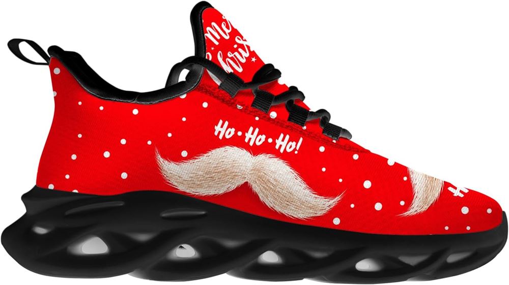 Christmas Running Shoes, Merry Christmas Santa Claus Mustache Max Soul Shoes For Men Women, Christmas Shoes, Winter Fashion Shoes