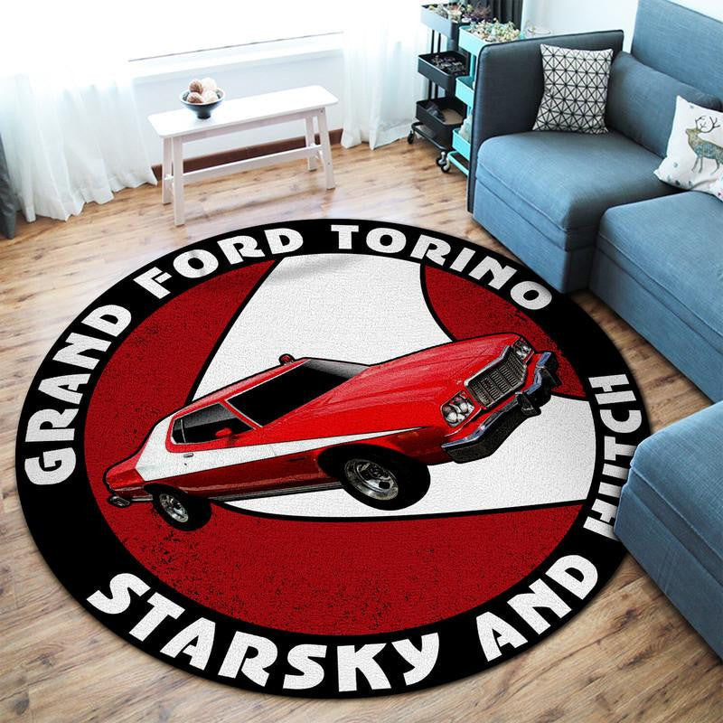 Starsky And Hutch Ford Gran Torino Living Room Round Mat Circle Rug