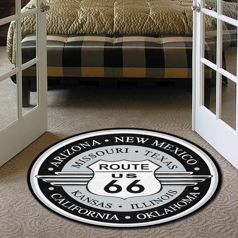 Route 66 Round Mat Round Floor Mat Room Rugs Carpet Outdoor Rug Washable Rugs