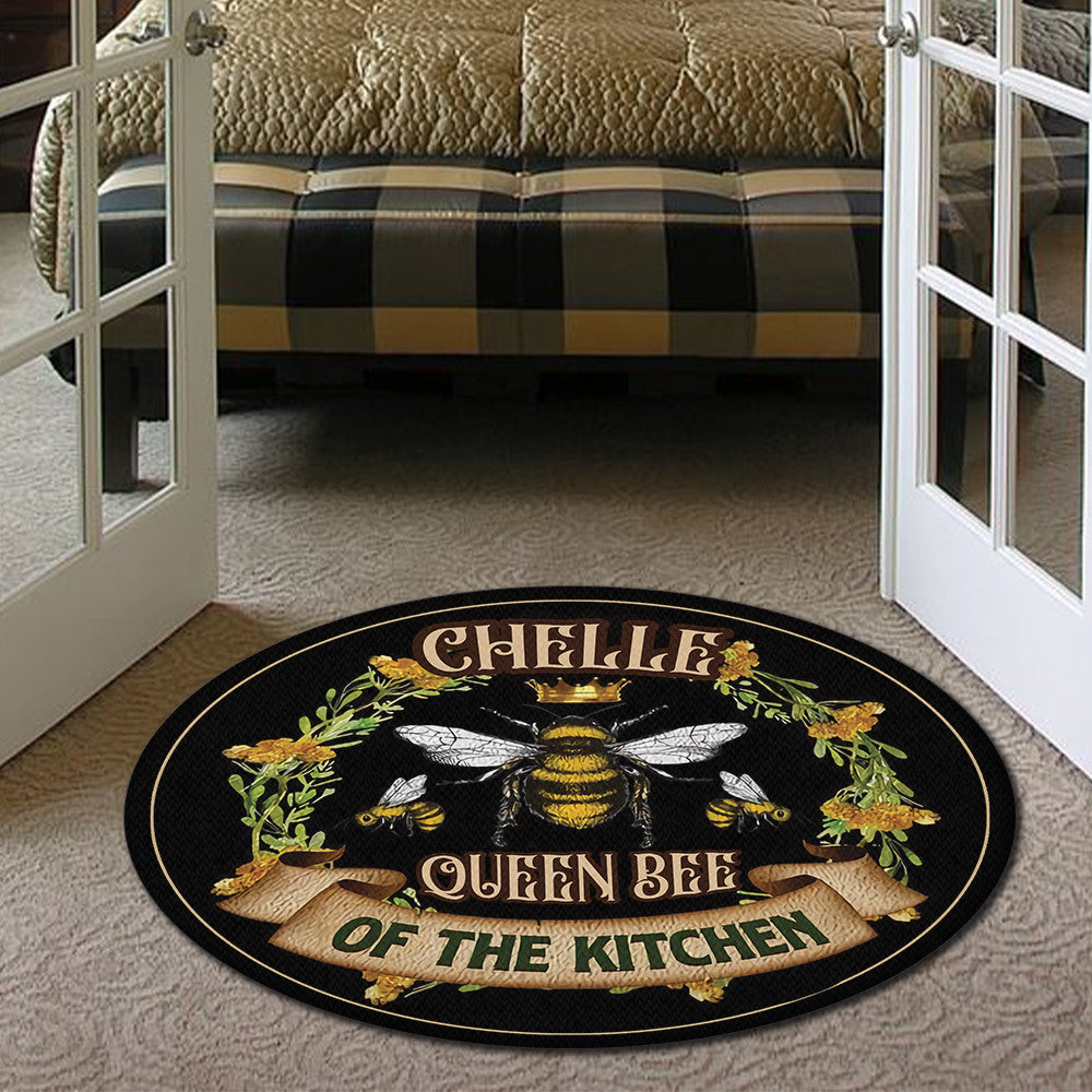 Personalized Queen Bee Of The Kitchen Living Room Round Mat Circle Rug