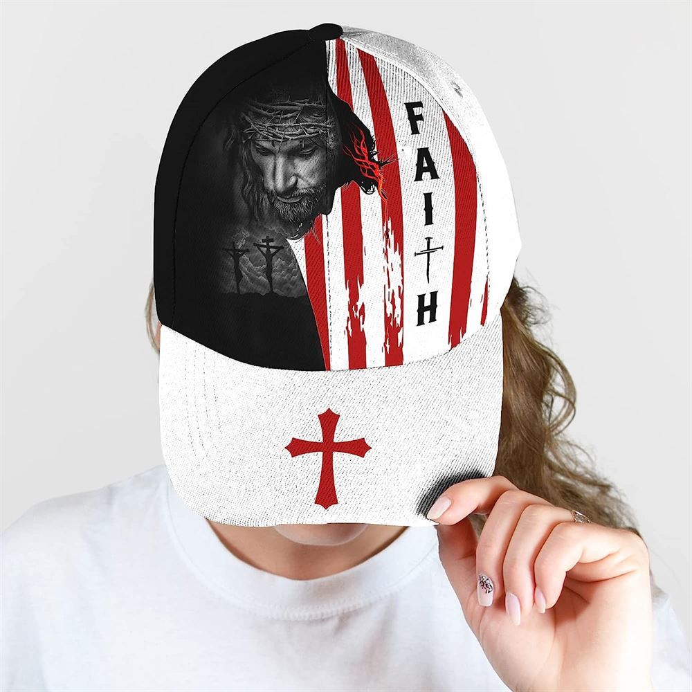 Faith American Flag And God And Cross All Over Print Baseball Cap, God Cap, Gift Ideas For Male