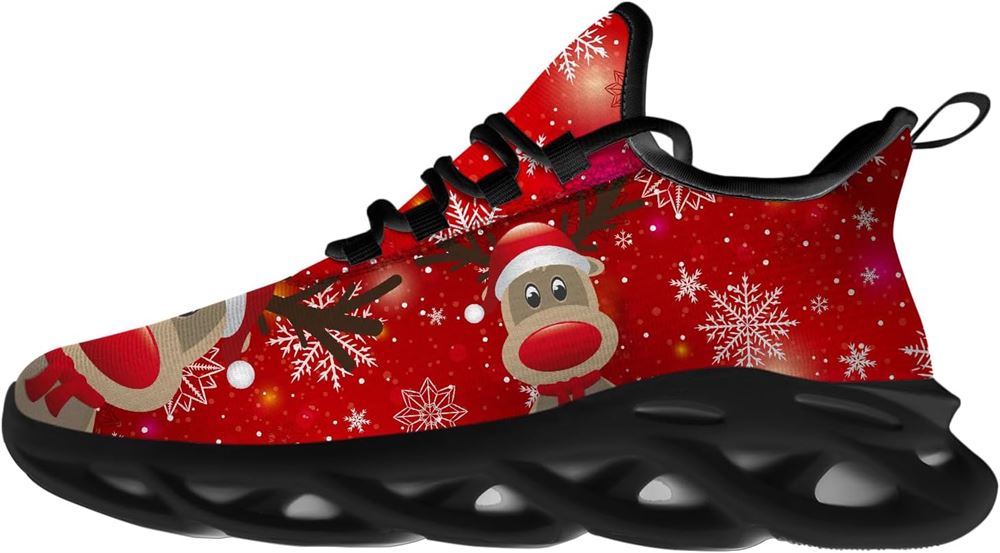 Christmas Running Shoes, Red Nosed Reindeer Christmas Max Soul Shoes For Men Women, Christmas Shoes, Winter Fashion Shoes