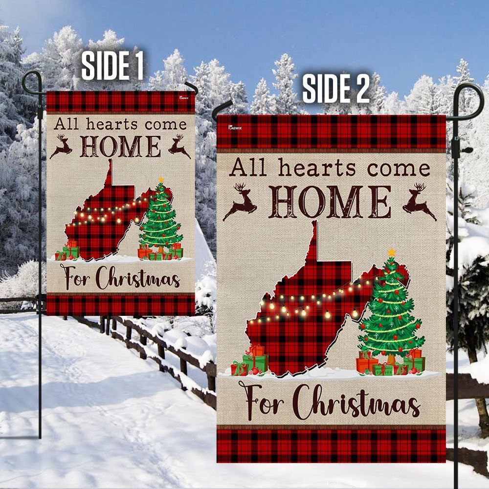 West Virginia Christmas Flag All Hearts Come Home For Christmas Flag, Christmas Garden Flag, Home Decor Accessories, Christmas Outdoor Decor Ideas