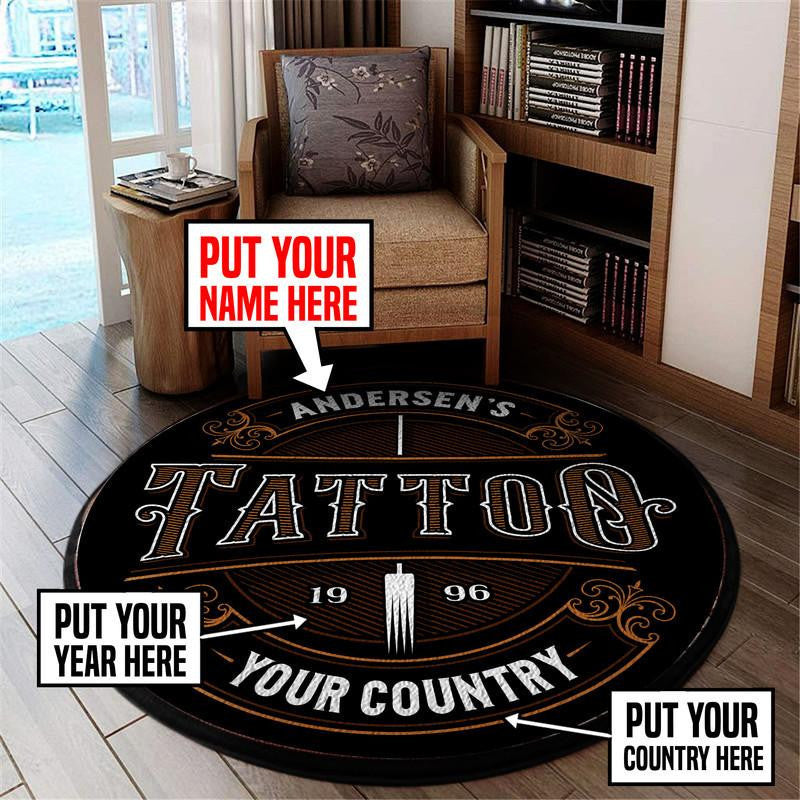 Personalized Tattoo Living Room Round Mat Circle Rug