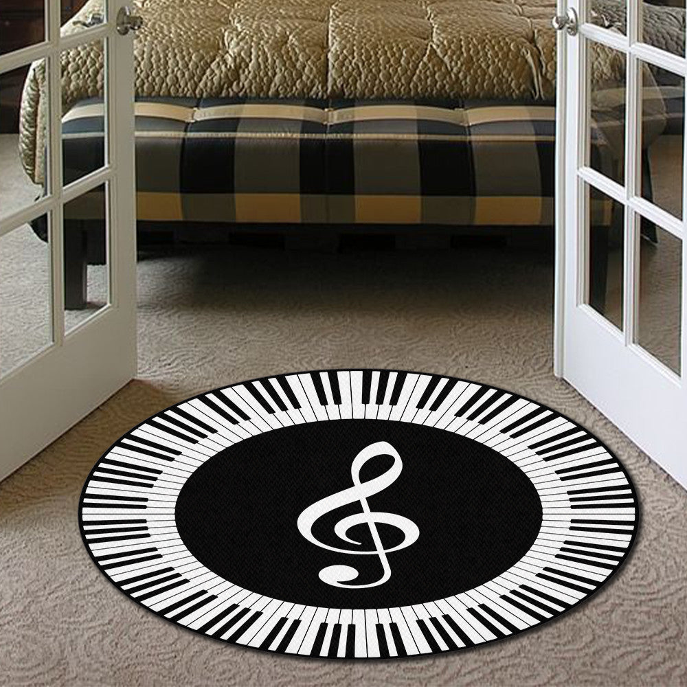 Piano Room Living Room Round Mat Circle Rug