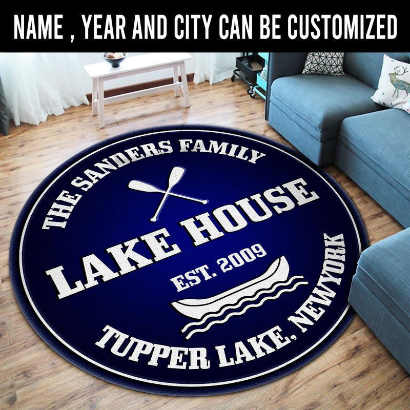 Personalized Lake House Living Room Round Mat Circle Rug