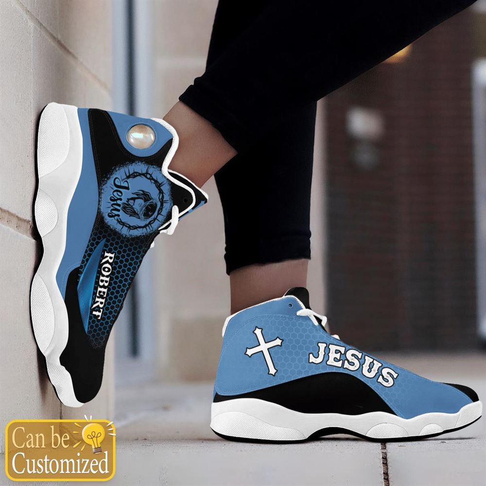 Jesus Basic Cool Dark Blue Custom Name Jd13 Shoes For Man And Women, Christian Basketball Shoes, Gifts For Christian, God Shoes