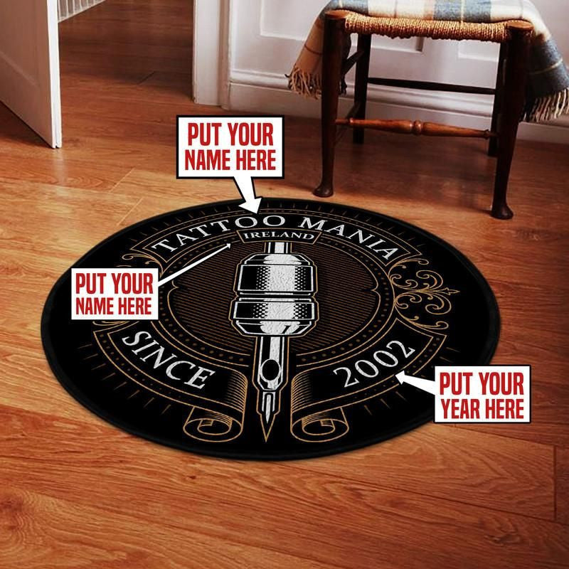 Personalized Tattoo Studio Living Room Round Mat Circle Rug