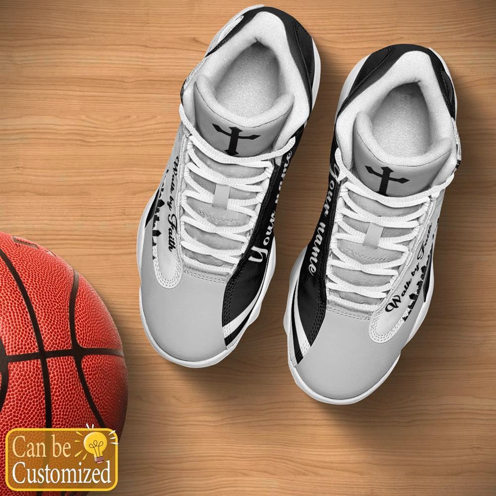 Walk By Faith Customized Jd13 Black White Shoes For The Devout Heart, Christian Basketball Shoes, Gifts For Christian, God Shoes