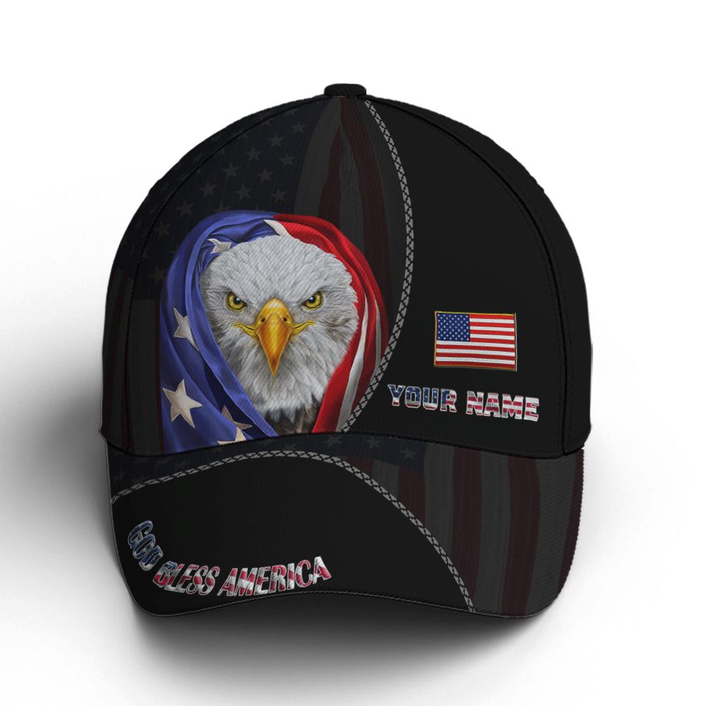 Bless America Eagle With Flag Baseball Cap, Christian Baseball Cap, Religious Cap, Jesus Gift, Jesus Hat