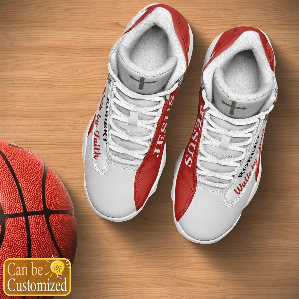 Jesus Blood Walk By Faith Red Custom Name Jd13 Shoes For Man And Women, Christian Basketball Shoes, Gifts For Christian, God Shoes