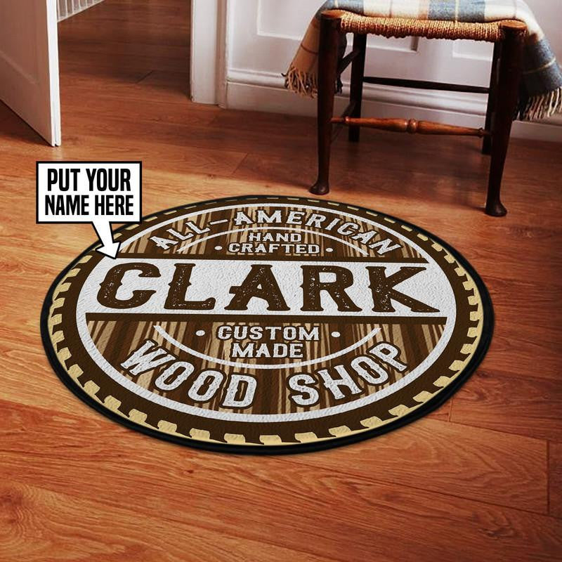 Personalized Woodshop Living Room Round Mat Circle Rug