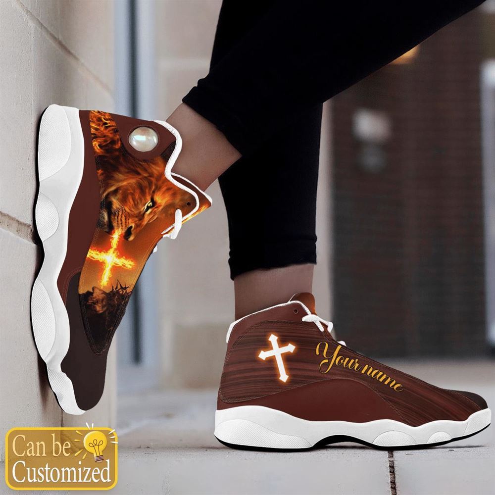 Jesus Lion And Fire Custom Name Jd13 Shoes For Man And Women, Christian Basketball Shoes, Gifts For Christian, God Shoes