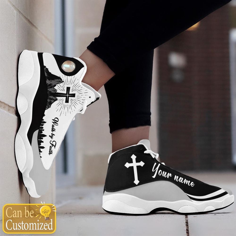 Walk By Faith Customized Jd13 Black White Shoes For The Devout Heart, Christian Basketball Shoes, Gifts For Christian, God Shoes