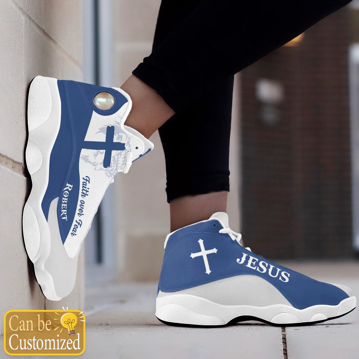 Jesus Faith Over Fear Light Blue Custom Name Jd13 Shoes For Man And Women, Christian Basketball Shoes, Gifts For Christian, God Shoes