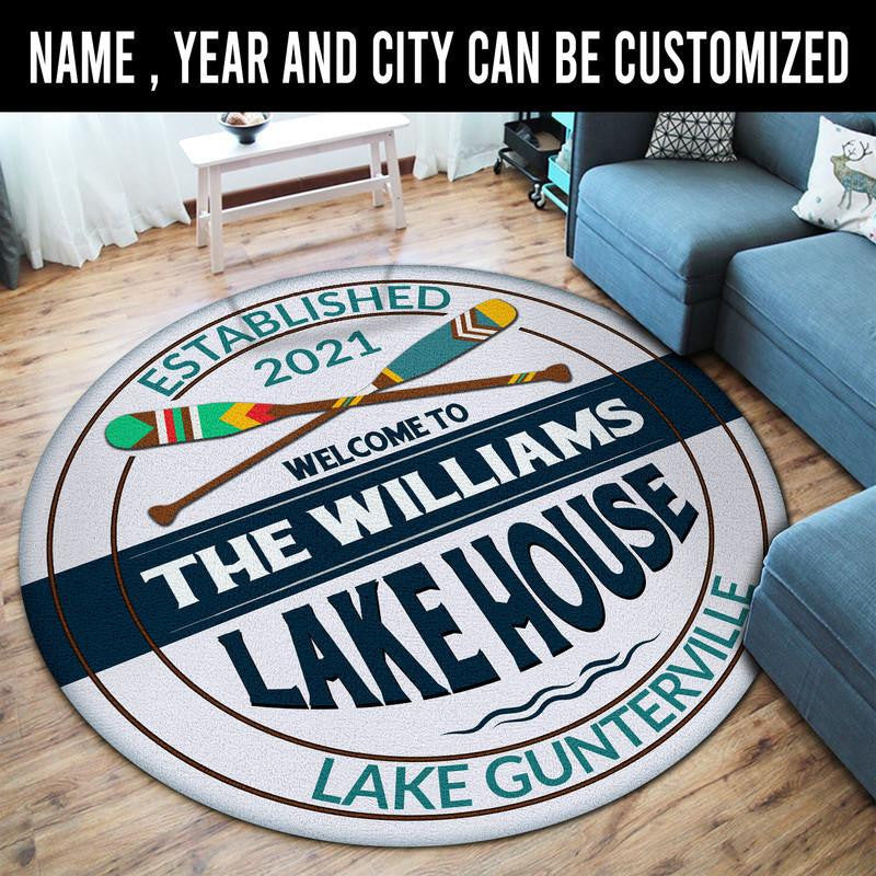 Personalized Lake House Living Room Round Mat Circle Rug