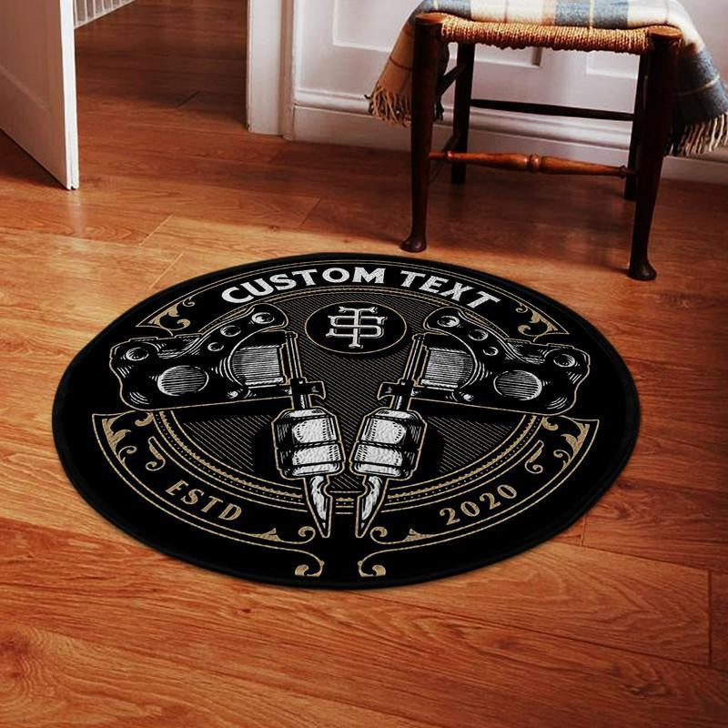 Personalized Tattoo Studio Living Room Round Mat Circle Rug