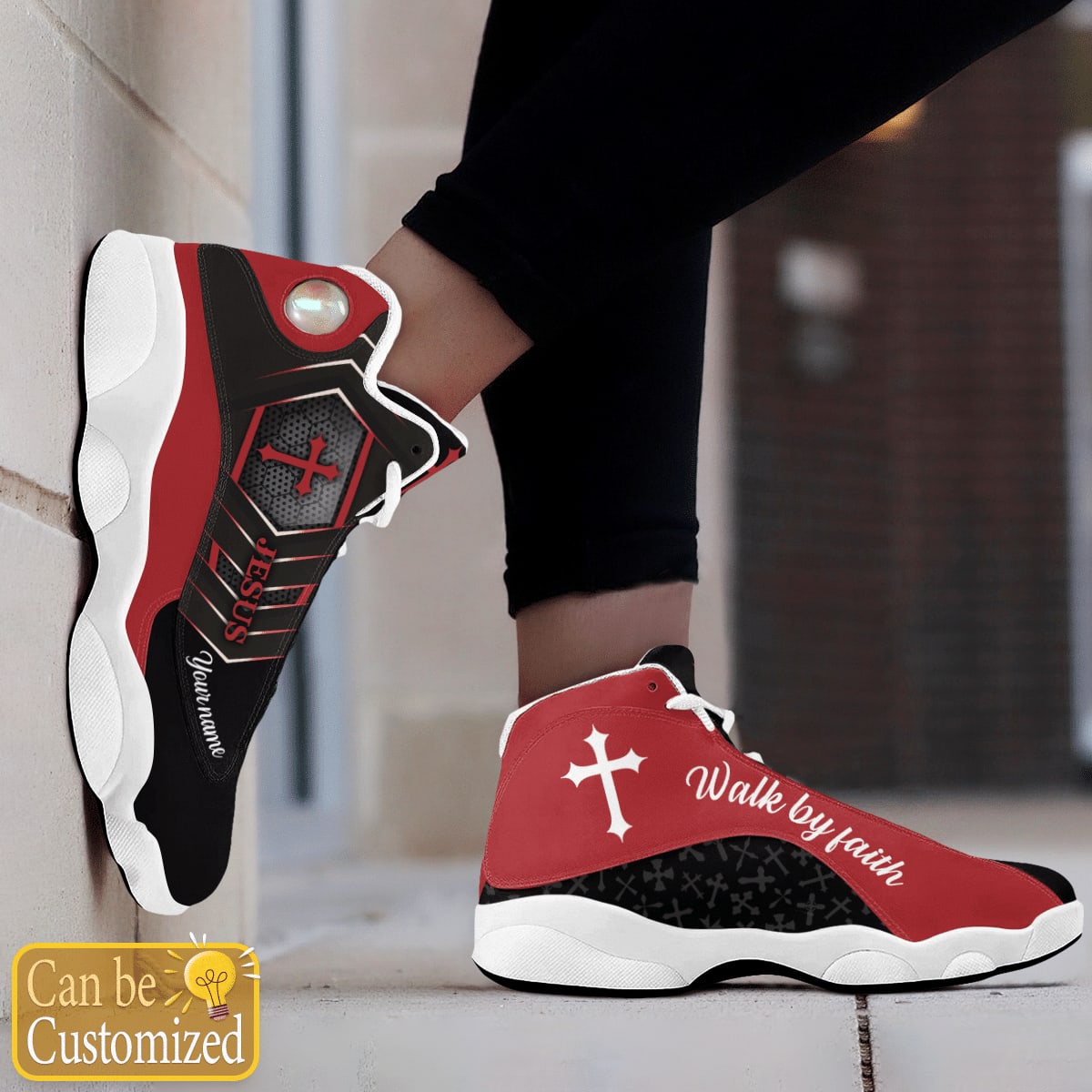 Jesus Walk By Faith Cool Black Custom Name Jd13 Shoes For Man And Women, Christian Basketball Shoes, Gifts For Christian, God Shoes