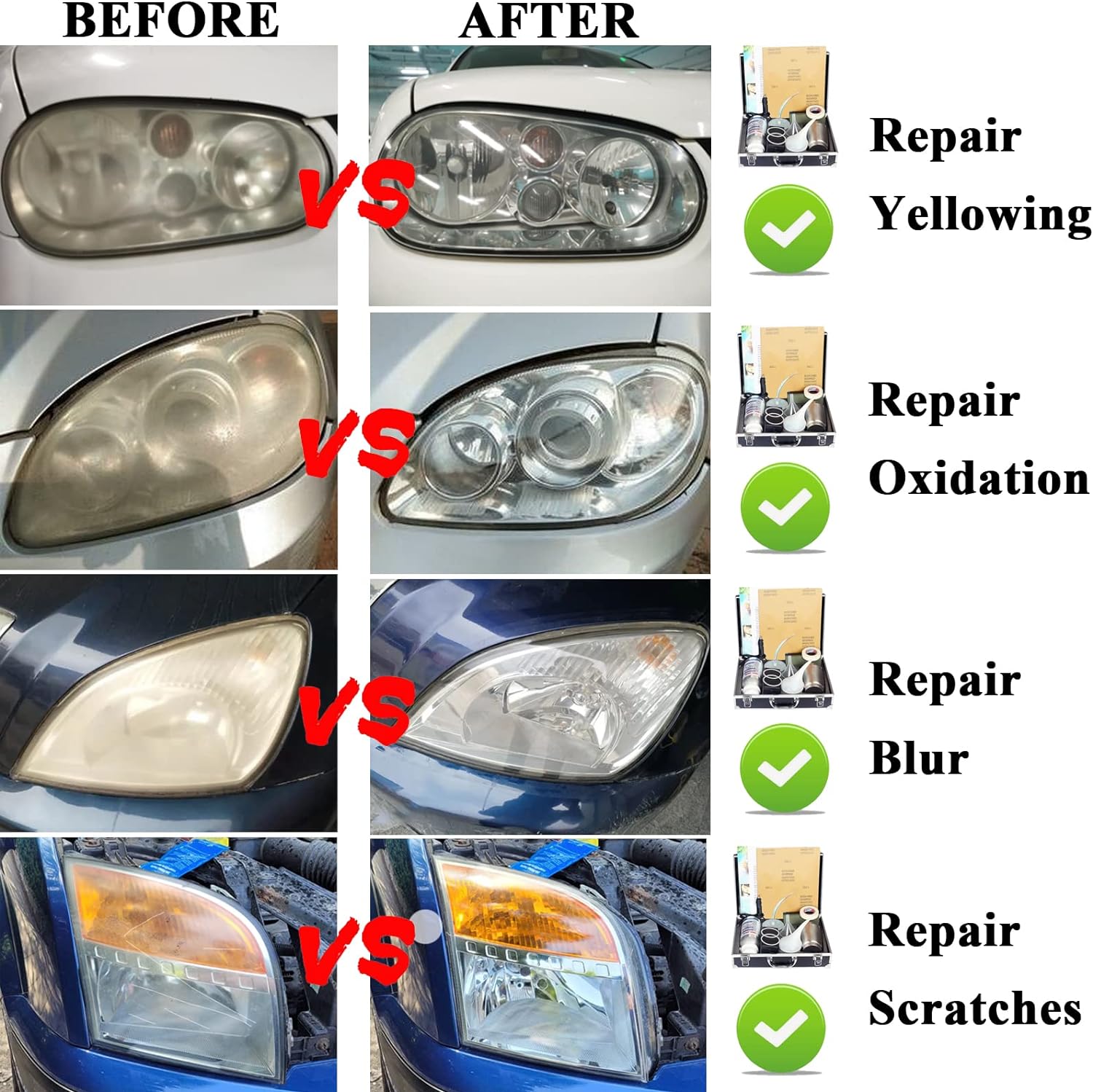 Headlight Restoration Kit, Car Headlight Polish Repair Renovation Kit with 800ML