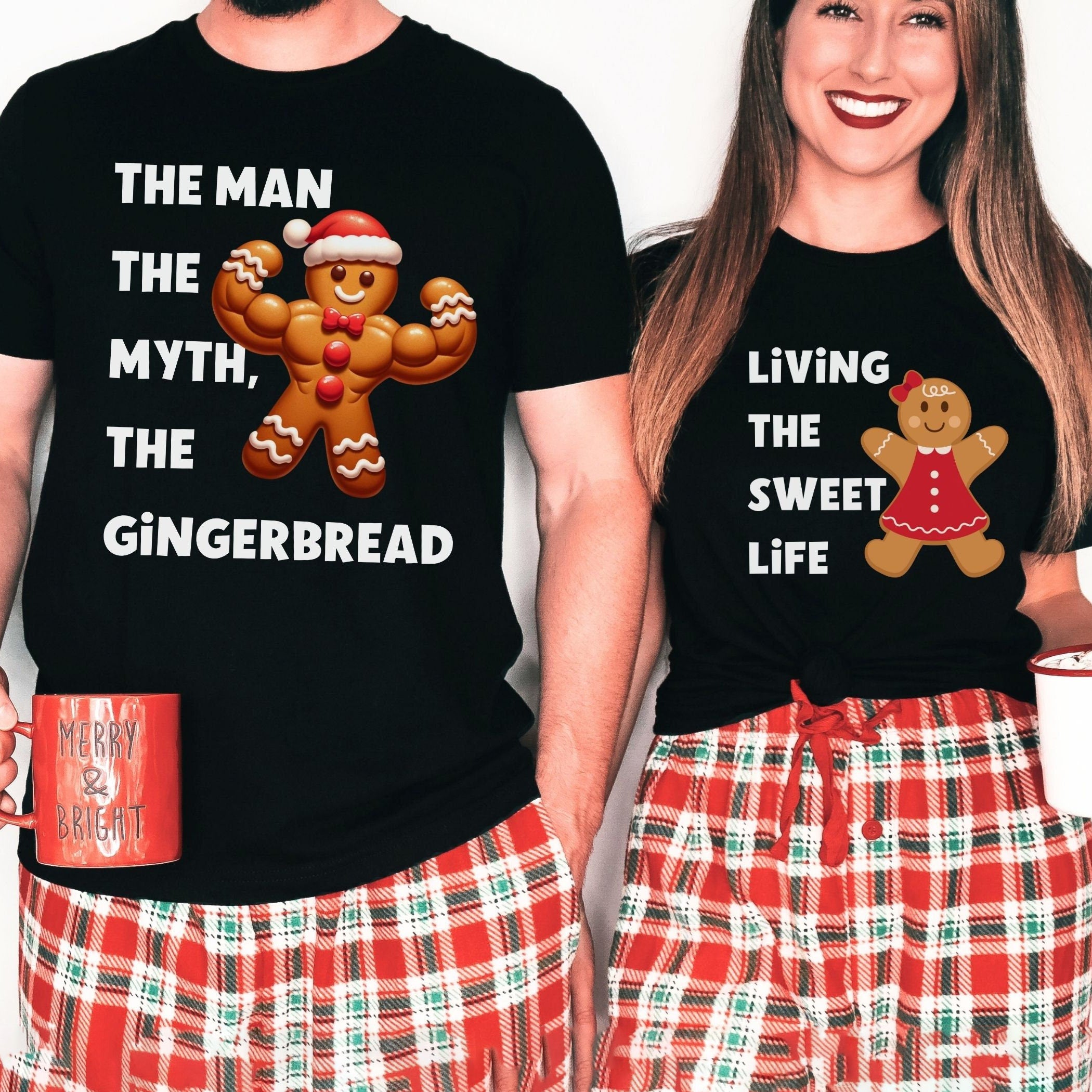 Gingerbread Christmas Couple, Holiday Matching Couple, Matching Christmas Couple, Funny Xmas Couple T-shirts White