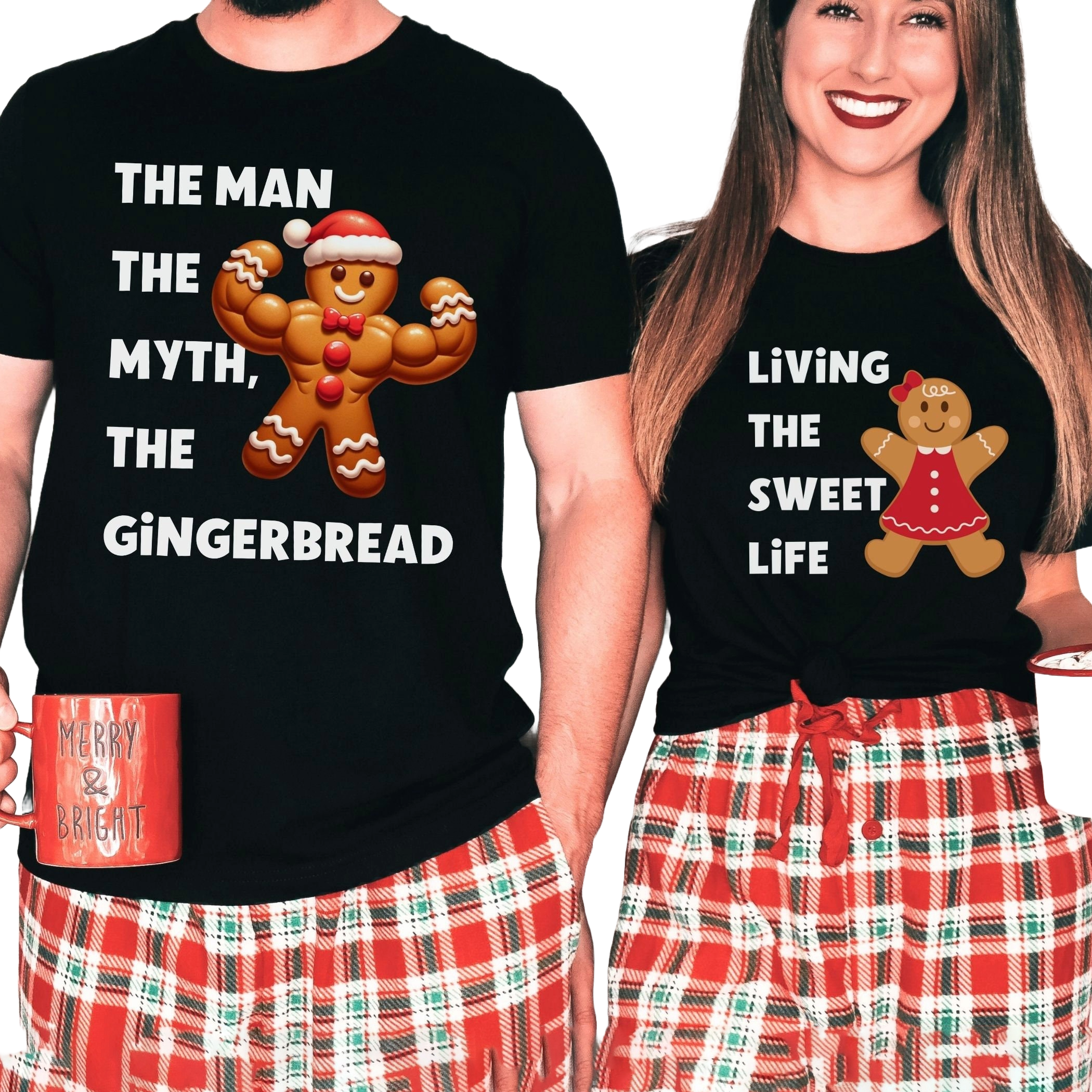 Gingerbread Christmas Couple, Holiday Matching Couple, Matching Christmas Couple, Funny Xmas Couple T-shirts White