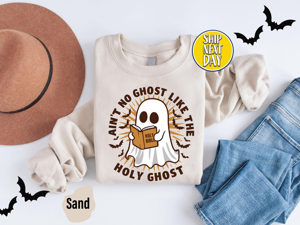 Aint No Ghost Like The Holy Ghost Sweatshirt, Fall Ghost Hoodie, Christian Halloween Sweater, Religious Halloween Shirt, Jesus Shirt - HC121