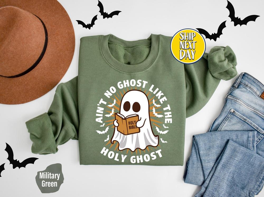 Aint No Ghost Like The Holy Ghost Sweatshirt, Fall Ghost Hoodie, Christian Halloween Sweater, Religious Halloween Shirt, Jesus Shirt - HC121