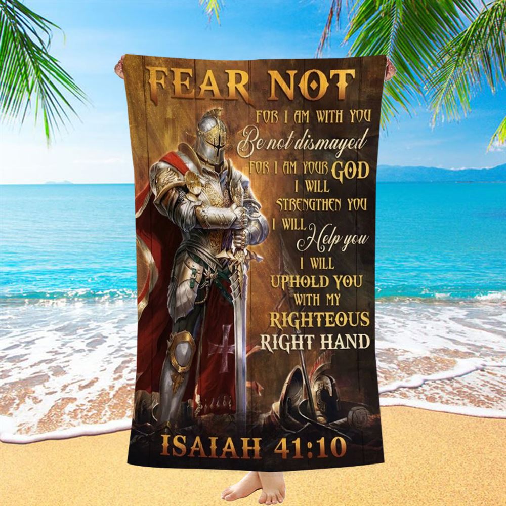 Amazing Warrior Drawing Jesus Fear Not For I Am With You Beach Towel, Christian Beach Towel, Christian Gift, Gift For Women