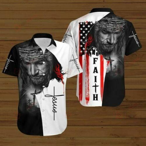 American Flags God Jesus Christian Cross Faith Gift Easter Day Hawaiian Shirt - Christian Hawaiian Shirt For Men And Women