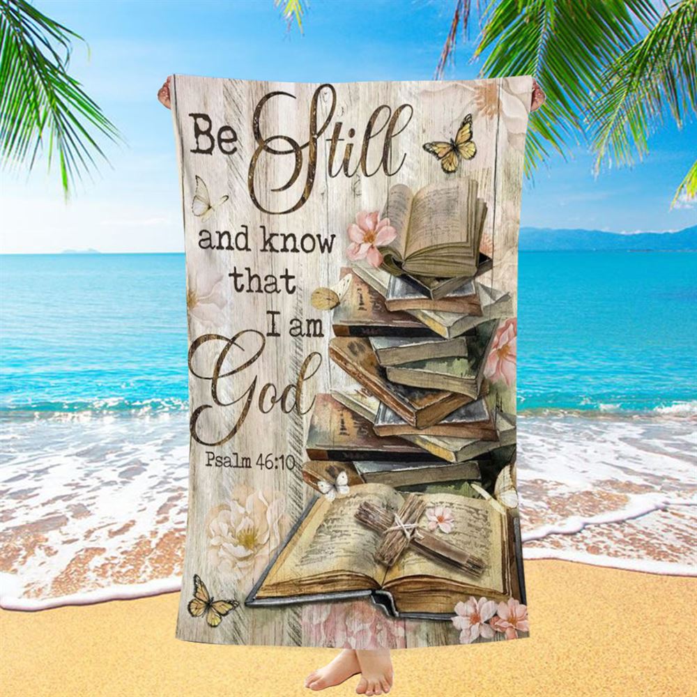 Bible Books, Old Rugged Cross, Camelia Flowers, Be Still I Am God Beach Towel, Christian Beach Towel, Christian Gift, Gift For Women