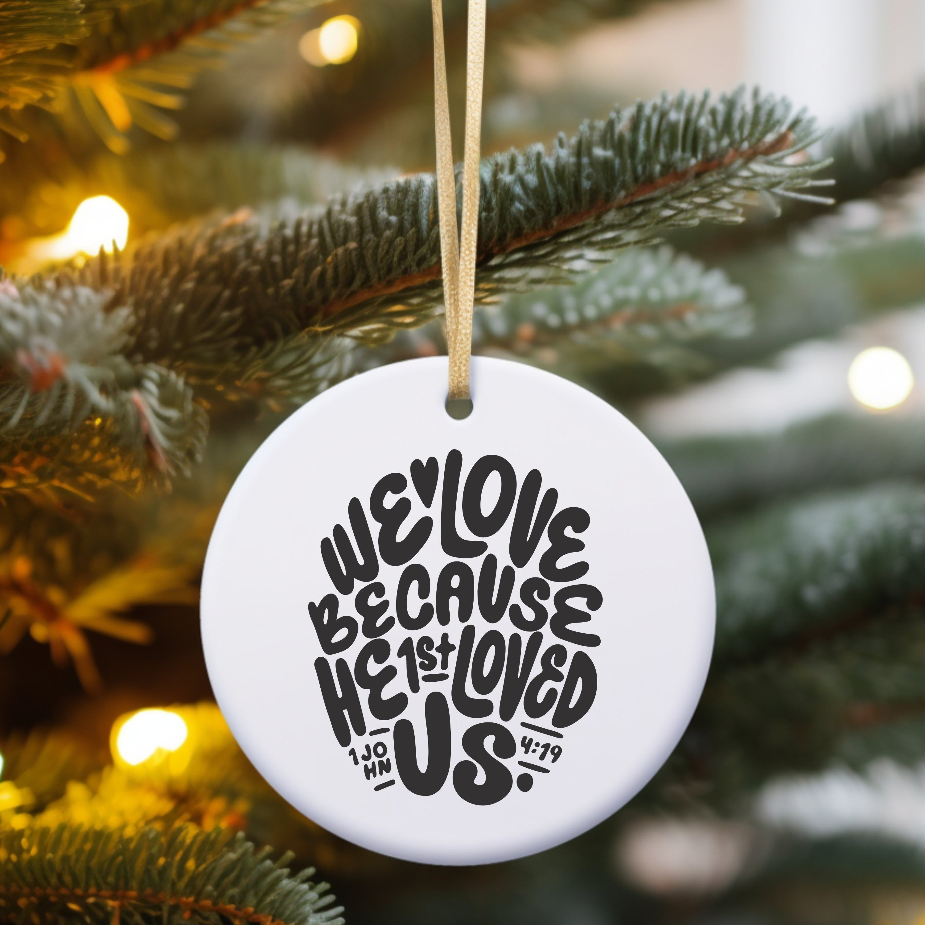 14Bible Verse Christian Christmas Ornament, White Traditional Ceramic Tree Ornament, Jesus Christ Faith Christian Gi