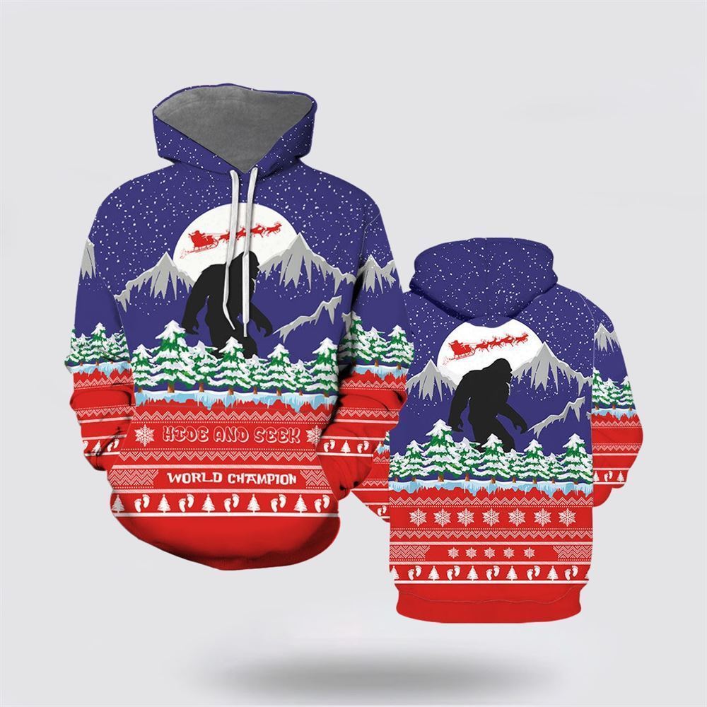 Big Foot Christmas All Over Print 3D Hoodie For Men & Women, Christmas Hoodie Cute, Christmas Gift, Christmas Fashion