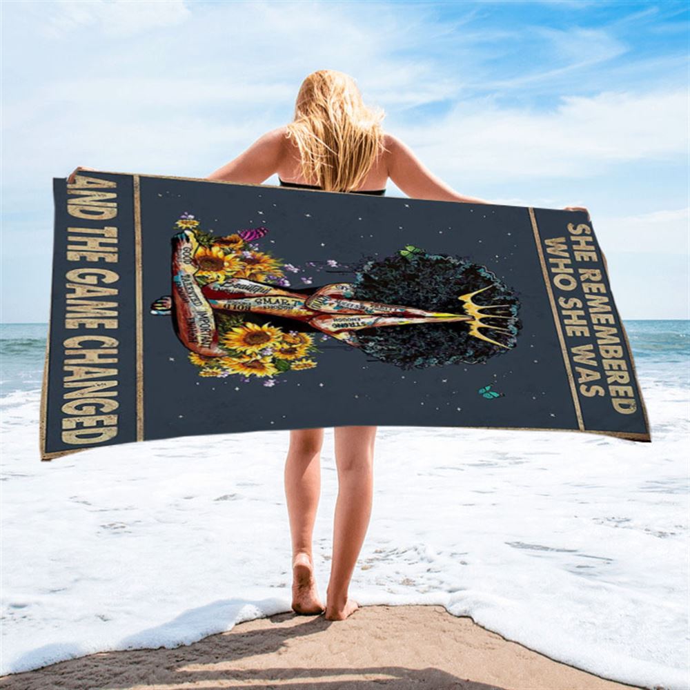 Black Women Sunflower Beach Towel - African American Woman Beach Towel - Boho Beach Towelation Poster