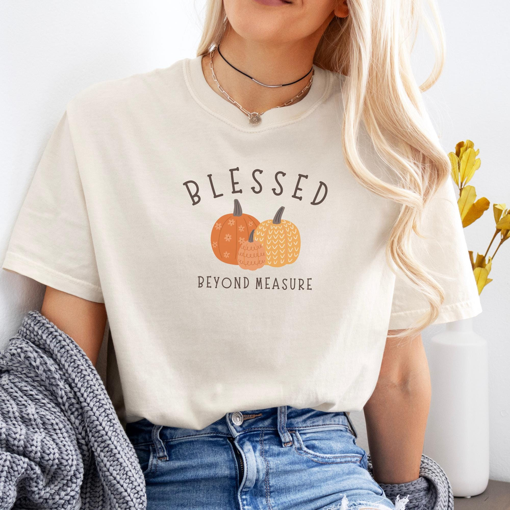 Blessed Christian Halloween Tee. Religious Pumpkin T-shirt. Fall Catholic TShirt. Simple Autumn Top. Faith-based Trendy Bible Study Gift