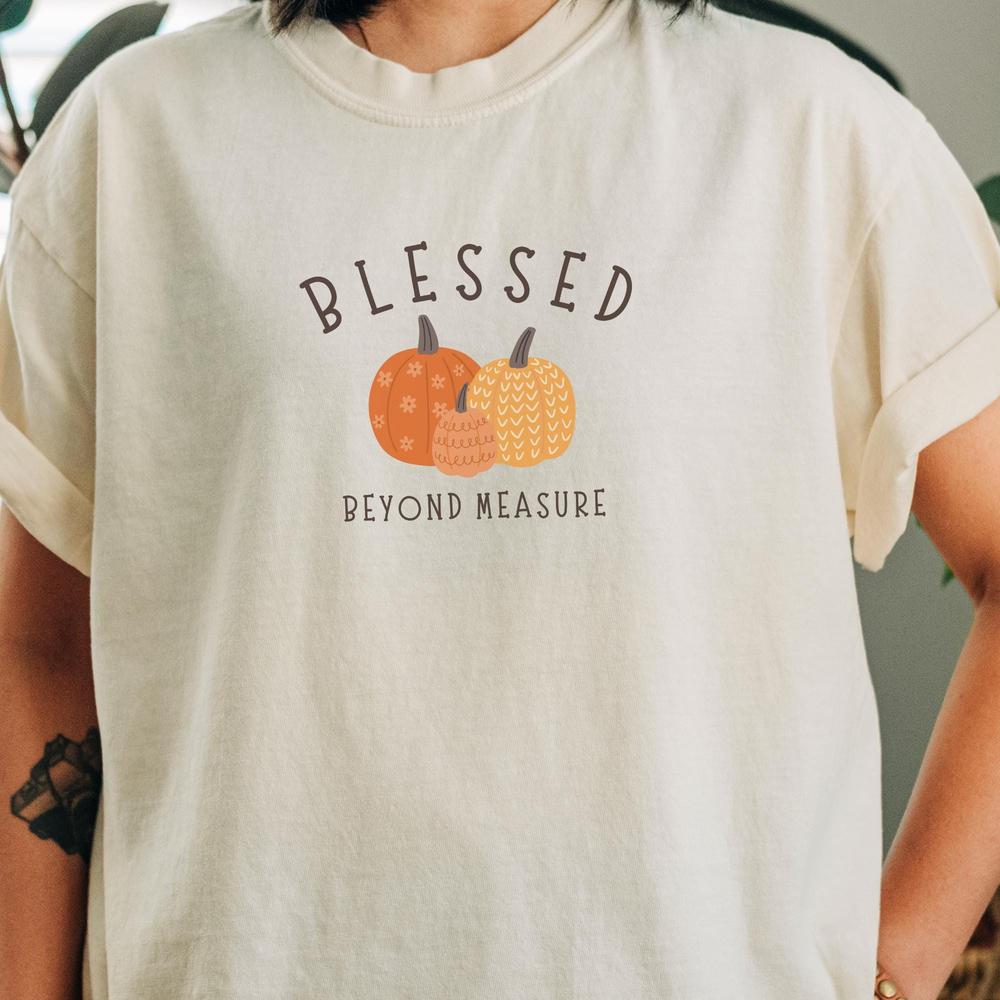 Blessed Christian Halloween Tee. Religious Pumpkin T-shirt. Fall Catholic TShirt. Simple Autumn Top. Faith-based Trendy Bible Study Gift