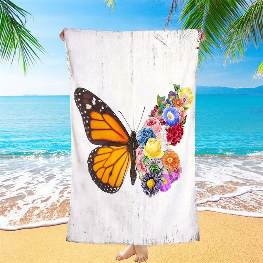 Butterfly Floral Beach Towel - Gift For Women