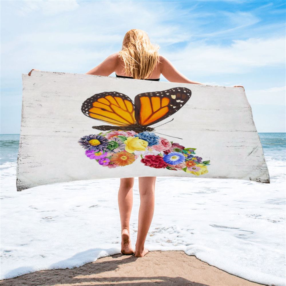 Butterfly Floral Beach Towel - Gift For Women