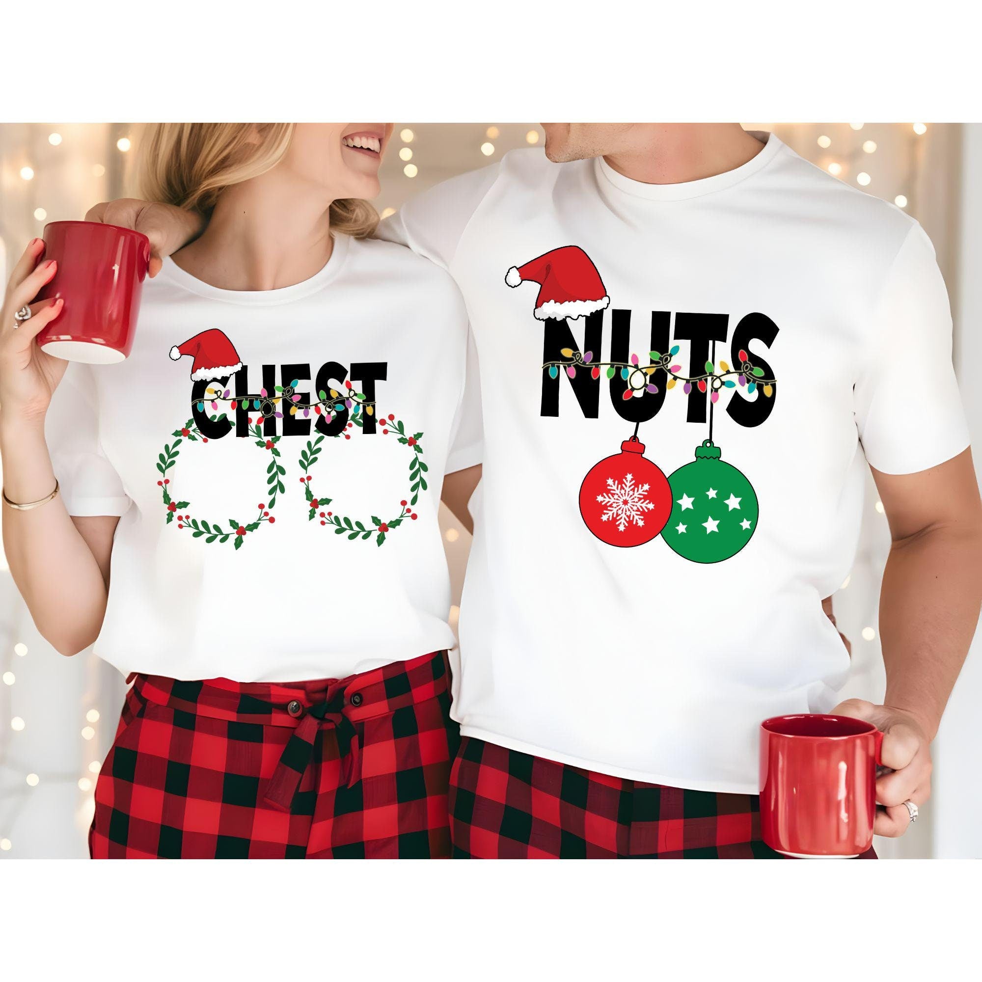 Chest Nuts Christmas Couple Shirt, Matching Shirt, Funny Christmas Couple Shirt, Christmas Couple Shirt White