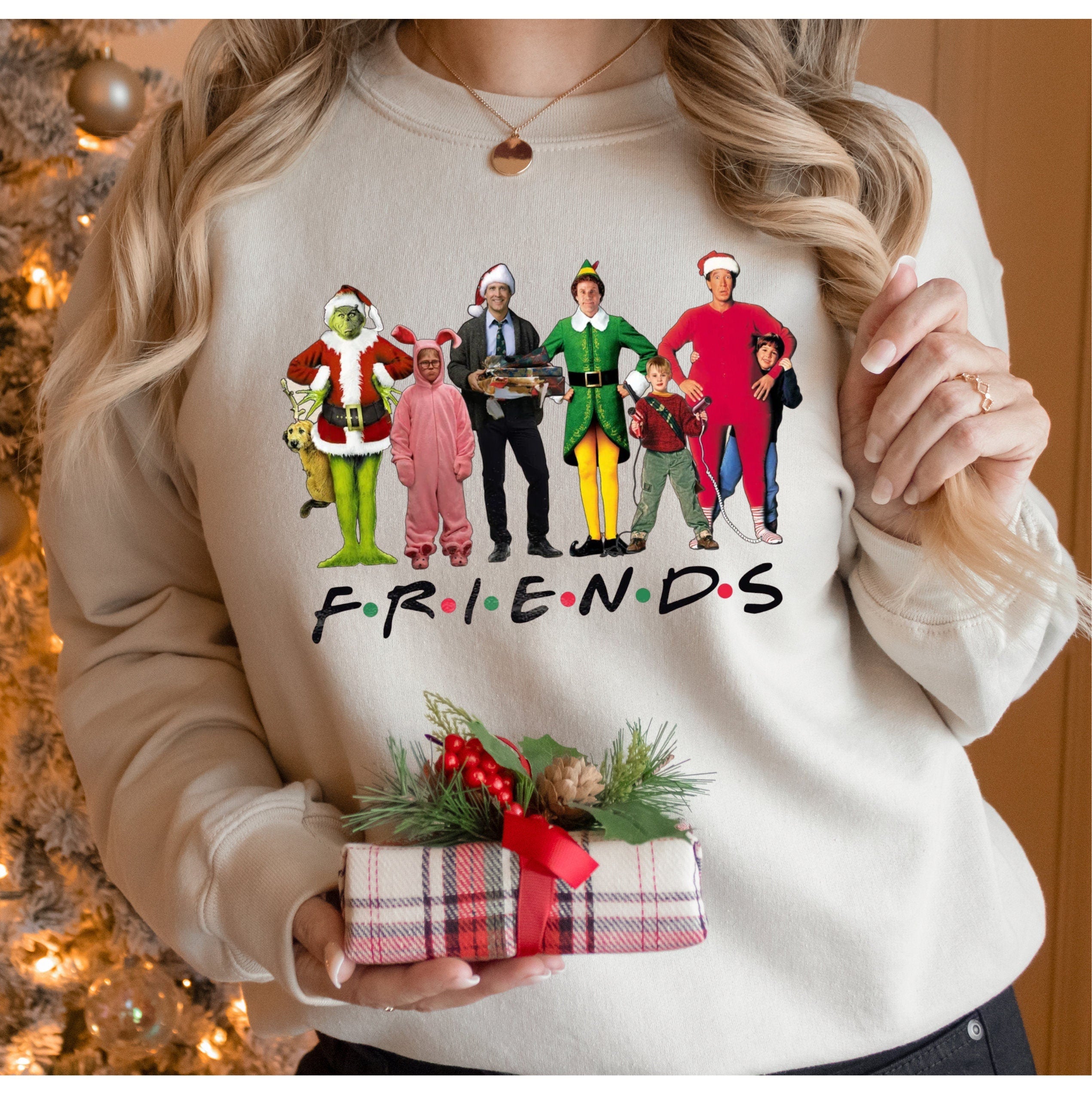 Christmas Friends Movie Characters Sweatshirt, Friends Movie Christmas Shirt, Vintage Movie Tee Shirt, Christmas Gift Sweater, Friends Fan