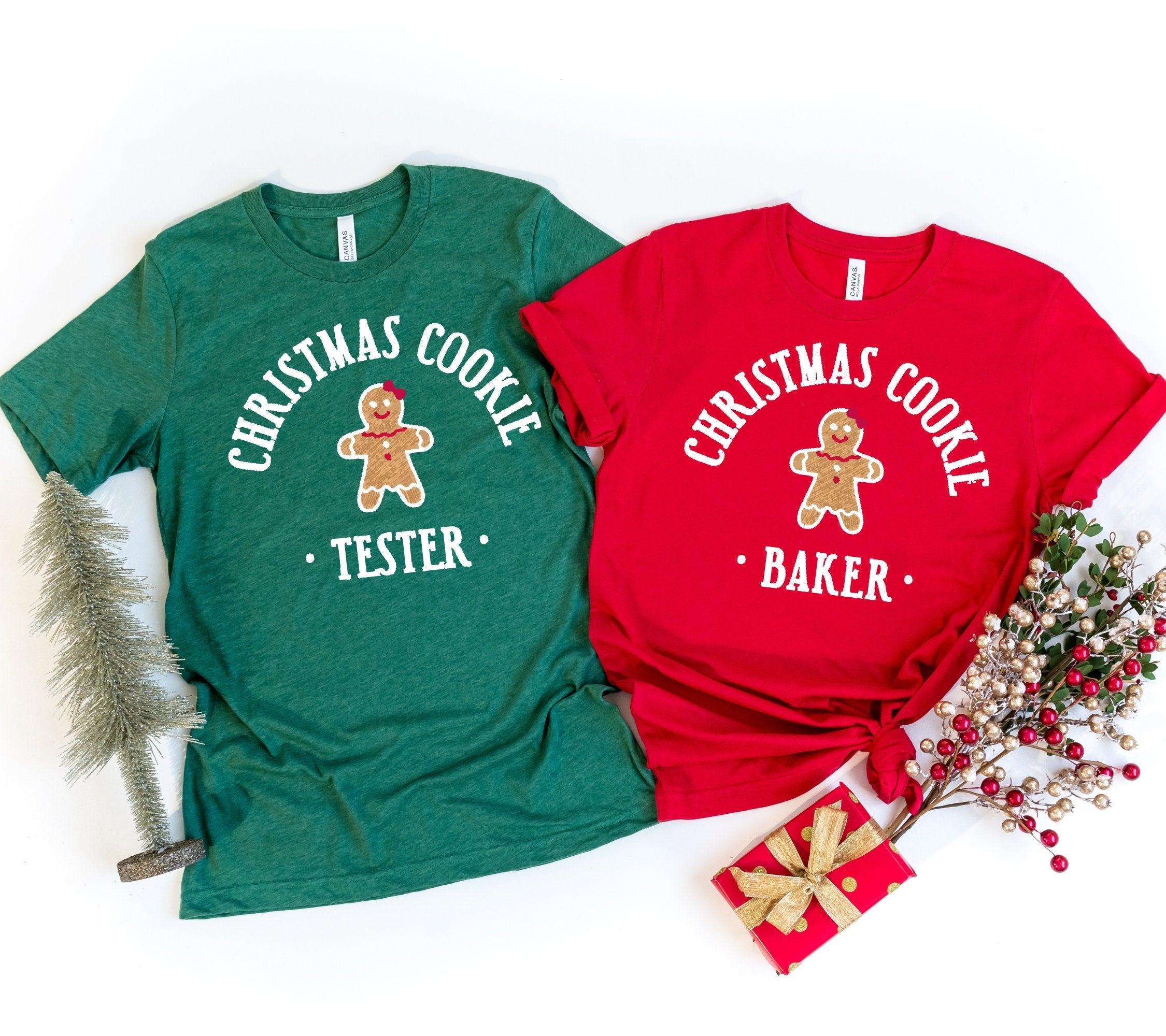 Christmas Cookie Baker Christmas Cookie Tester T-Shirt, Christmas Couple Shirt, Funny Xmas Shirt, Custom Matching Couple Shirts, Xmas Party White