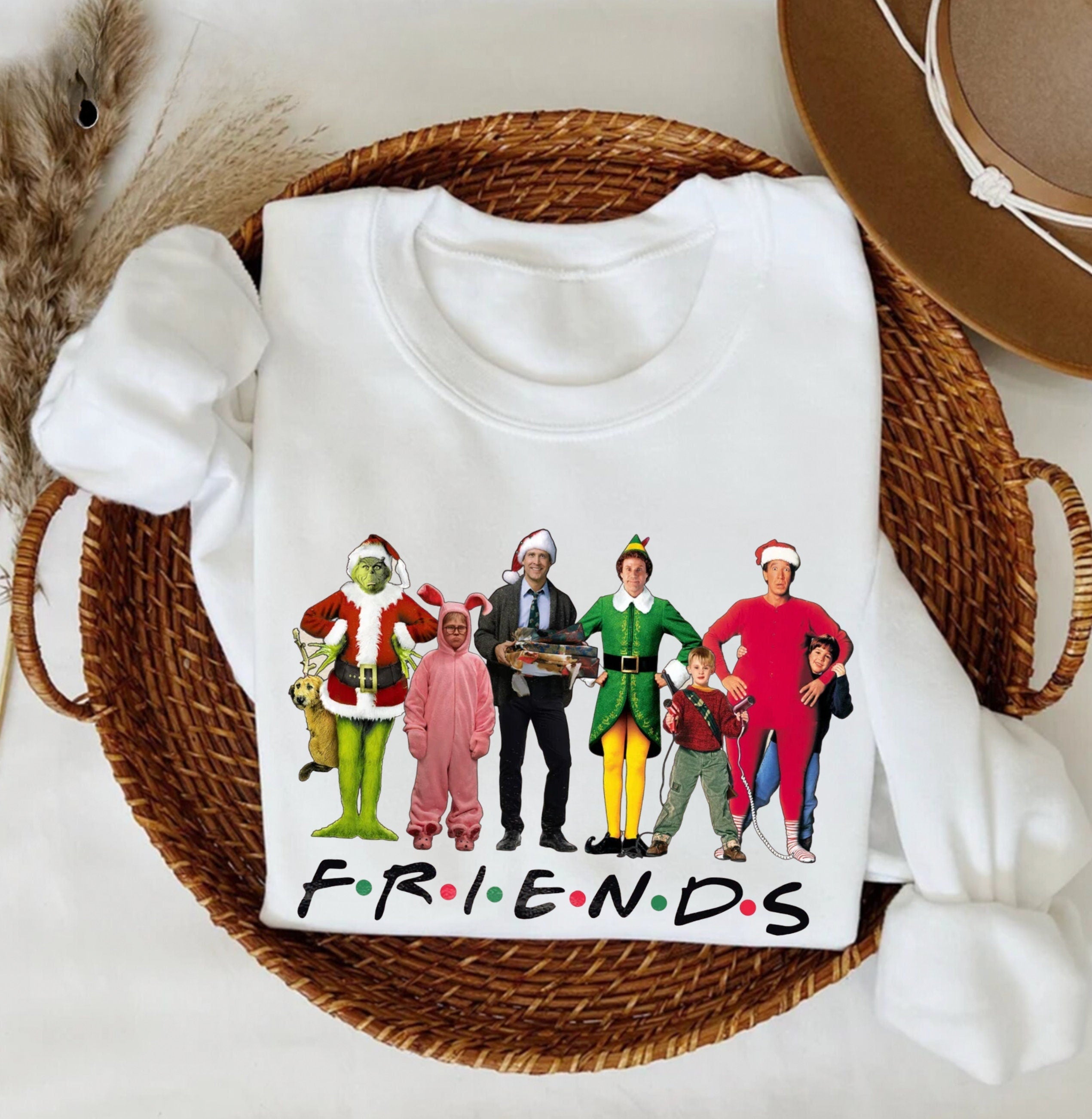 Christmas Friends Movie Characters Sweatshirt, Friends Movie Christmas Shirt, Vintage Movie Tee Shirt, Christmas Gift Sweater, Friends Fan