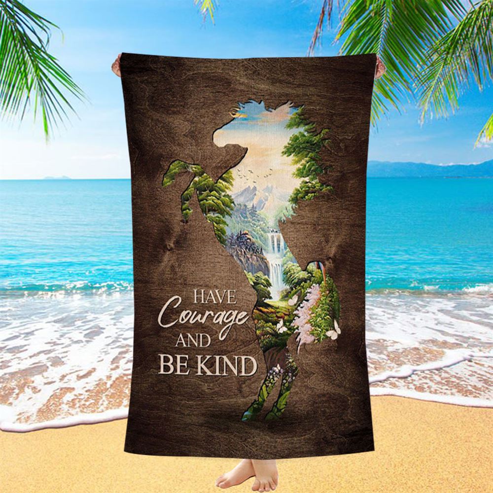 Cave Green Forest - Have Courage And Be Kind Beach Towel - Christian Beach Towel - Bible Verse Beach Towel